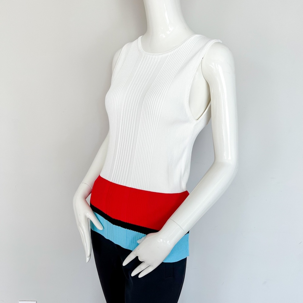 $245 NEW Marc Cain Colorblock Knit Sleeveless Stretch Fitted Top Tank N5 US8